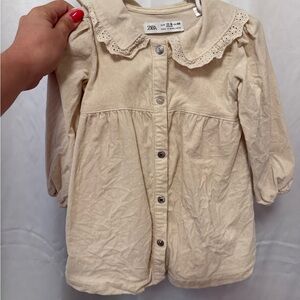 Zara Cream Kids Dress with Lace Collar